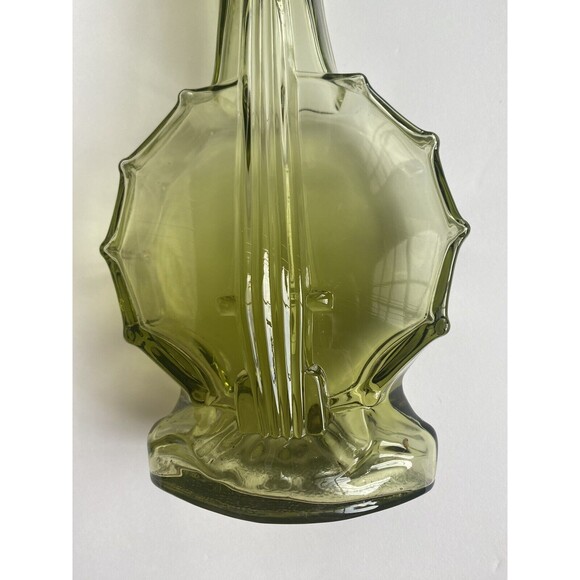 Imperial Glass Verde Green Banjo Guitar Bud Vase Decanter 9.25" 51761 - Picture 2 of 12